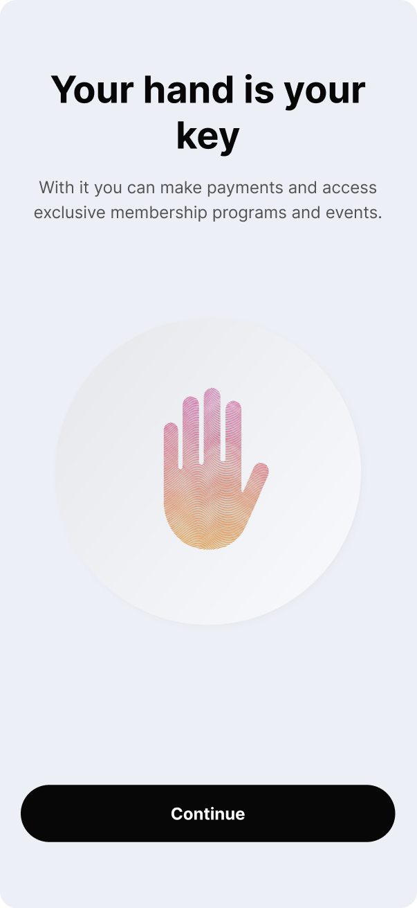 Onboarding — Your hand is your key