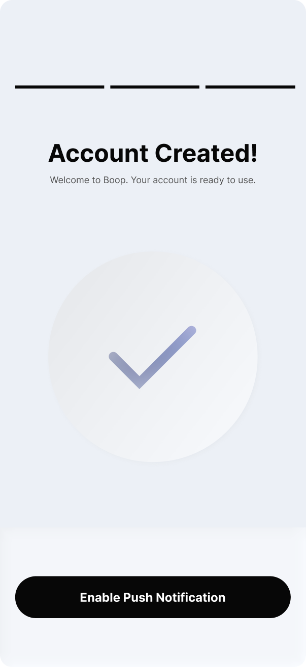 Account created confirmation