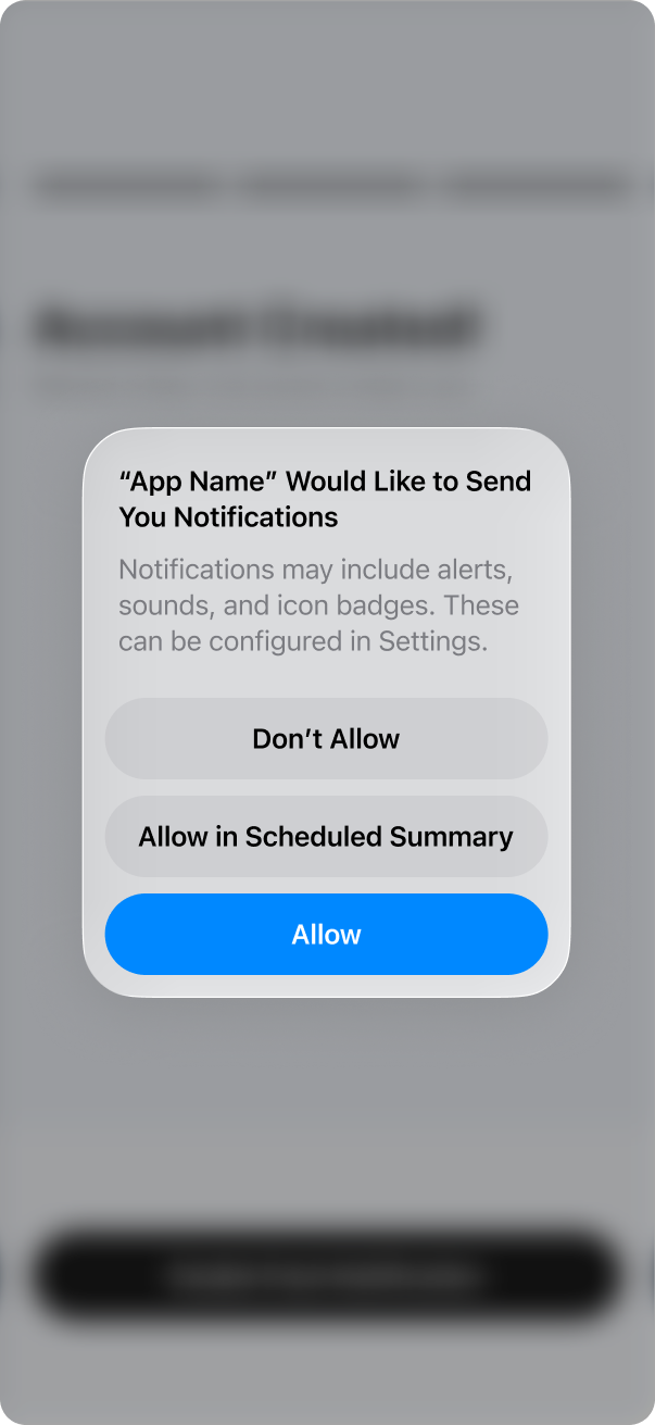 Push notification permission