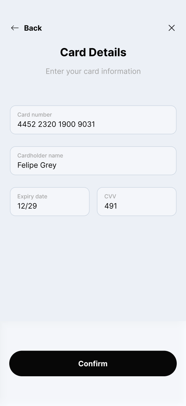 Enter card details manually