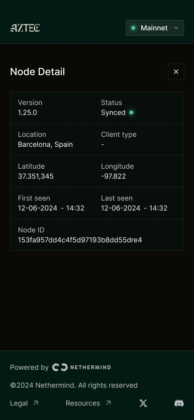 Mobile node detail panel