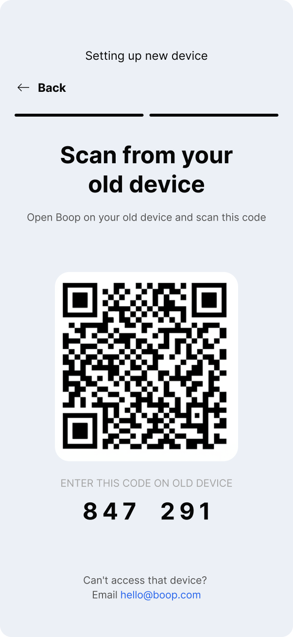 Scan QR from old device