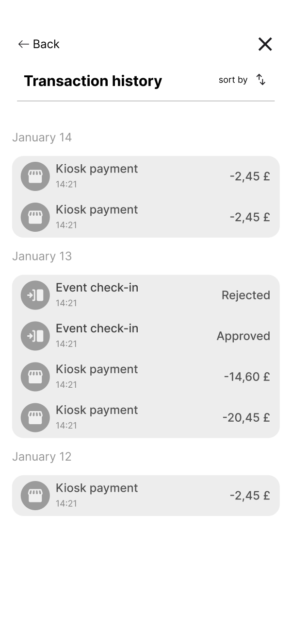 Transaction history