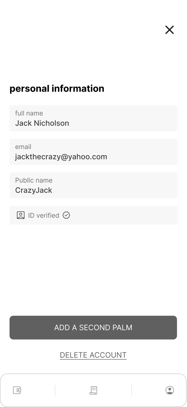 Personal information & profile