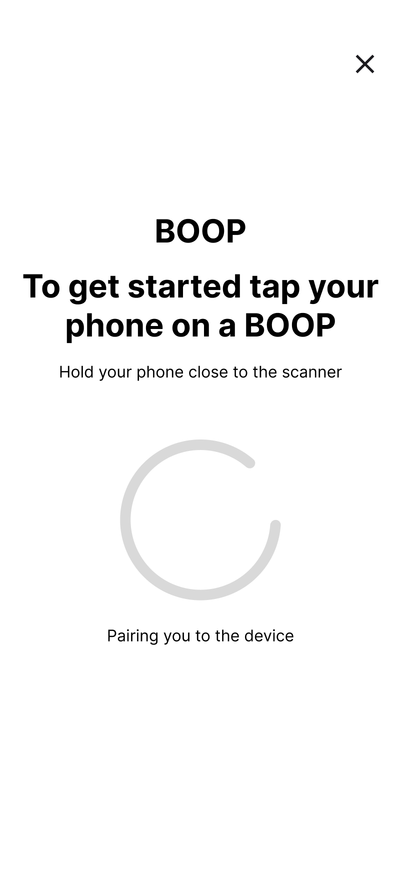 Pairing — scanning prompt